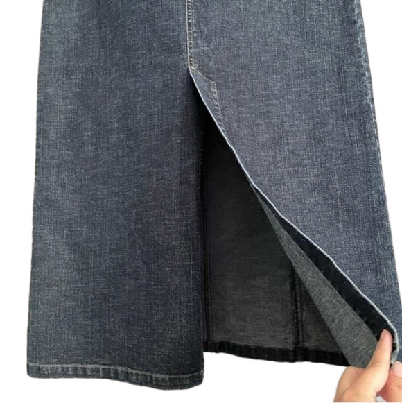 Vintage Maxi Denim Jean Skirt - 10/32-33" Waist, LONG BACK SLIT! - Picture 6 of 11